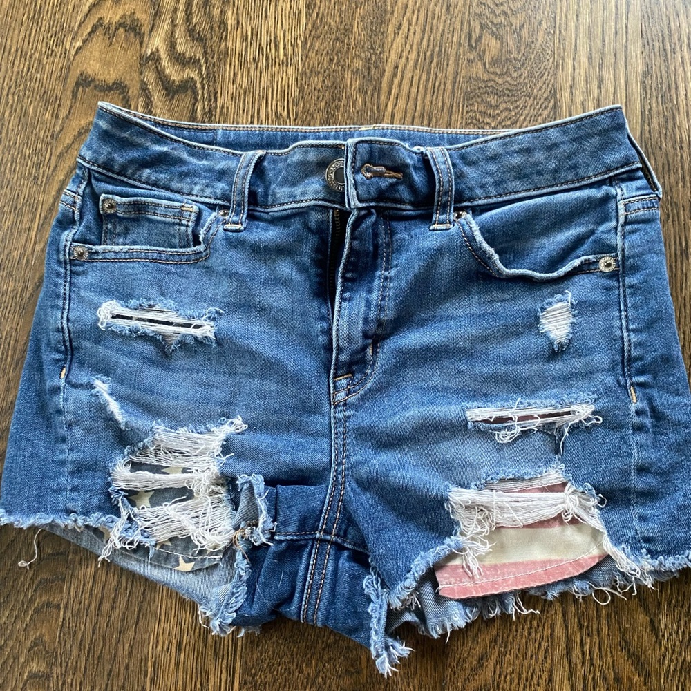 American Eagle Jean Shorts with American Flag Pockets